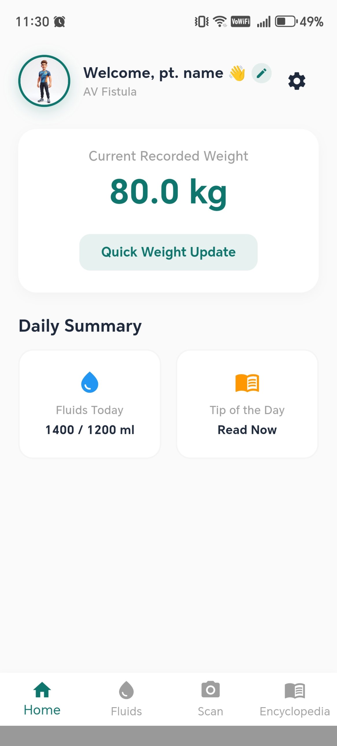 Home screen